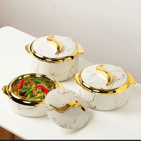 3 Pcs Set 1.5L 2L 2.5L Thermos Insulated Food Warmer Casserole Stainless Steel